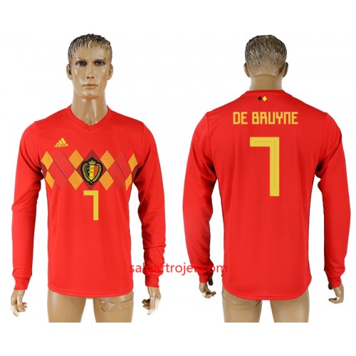 Belgien Fodboldtrøjer Kevin De Bruyne 7 Hjemmebanesæt VM 2018 Langærmet Belgien Fodboldtrøjer Kevin De Bruyne 7 Hjemmebanesæt VM 2018 Langærmet