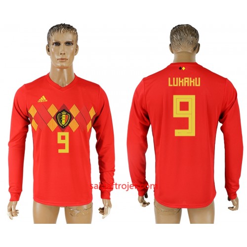 Belgien Fodboldtrøjer Romelu Lukaku 9 Hjemmebanesæt VM 2018 Langærmet Belgien Fodboldtrøjer Romelu Lukaku 9 Hjemmebanesæt VM 2018 Langærmet