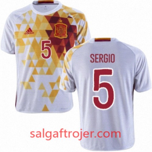 Spanien Fodboldtrøjer SERGIO BUSQUETS Udebanesæt Euro 2016 Kort ærmer Spanien Fodboldtrøjer SERGIO BUSQUETS Udebanesæt Euro 2016 Kort ærmer