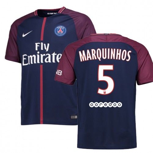 Paris Saint-Germain Fodboldtrøjer MARQINHOS Hjemmebanesæt 2017/18 Kort ærmer Paris Saint-Germain Fodboldtrøjer MARQINHOS Hjemmebanesæt 2017/18 Kort ærmer
