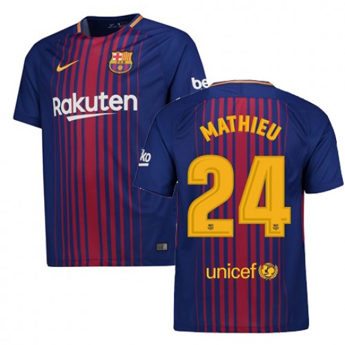 FC Barcelona Fodboldtrøjer MATHIEU Hjemmebanesæt 2017/18 Kort ærmer FC Barcelona Fodboldtrøjer MATHIEU Hjemmebanesæt 2017/18 Kort ærmer