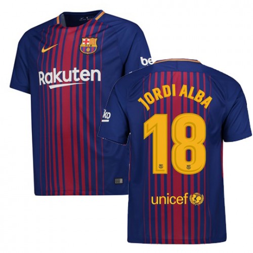 FC Barcelona Fodboldtrøjer JORDI ALBA Hjemmebanesæt 2017/18 Kort ærmer FC Barcelona Fodboldtrøjer JORDI ALBA Hjemmebanesæt 2017/18 Kort ærmer