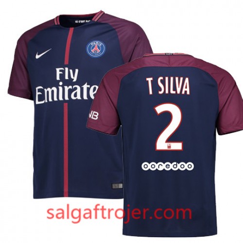 Paris Saint-Germain Fodboldtrøjer THIAGO SILVA Hjemmebanesæt 2017/18 Kort ærmer Paris Saint-Germain Fodboldtrøjer THIAGO SILVA Hjemmebanesæt 2017/18 Kort ærmer