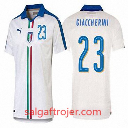 Italien Fodboldtrøjer EMANUELE GIACCHERINI Udebanesæt Euro 2016 Kort ærmer Italien Fodboldtrøjer EMANUELE GIACCHERINI Udebanesæt Euro 2016 Kort ærmer