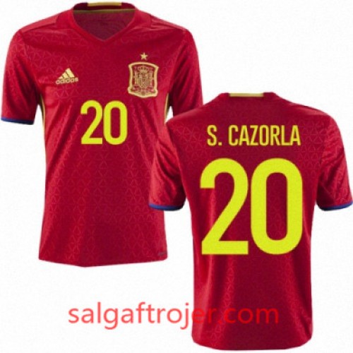 Spanien Fodboldtrøjer SANTI CAZORLA Hjemmebanesæt Euro 2016 Kort ærmer Spanien Fodboldtrøjer SANTI CAZORLA Hjemmebanesæt Euro 2016 Kort ærmer