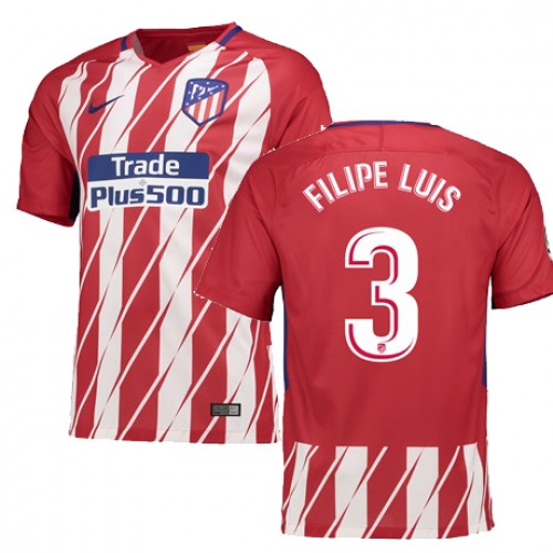 Atlético de Madrid Fodboldtrøjer FILIPE LUIS Hjemmebanesæt 2017/18 Kort ærmer Atlético de Madrid Fodboldtrøjer FILIPE LUIS Hjemmebanesæt 2017/18 Kort ærmer