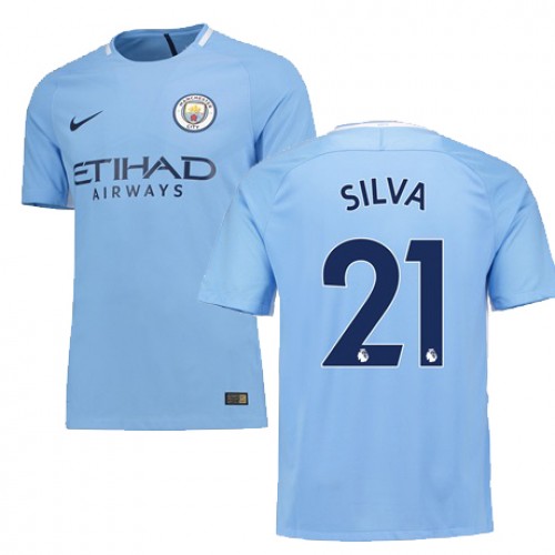 Manchester City Fodboldtrøjer SILVA Hjemmebanesæt 2017/18 Kort ærmer Manchester City Fodboldtrøjer SILVA Hjemmebanesæt 2017/18 Kort ærmer
