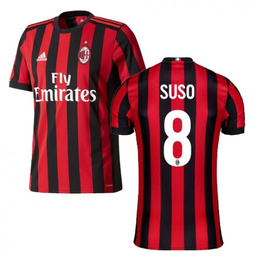 A.C. Milan Fodboldtrøjer SUSO Hjemmebanesæt 2017/18 Kort ærmer A.C. Milan Fodboldtrøjer SUSO Hjemmebanesæt 2017/18 Kort ærmer