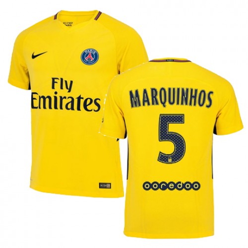 Paris Saint-Germain Fodboldtrøjer MARQINHOS Udebanesæt 2017/18 Kort ærmer Paris Saint-Germain Fodboldtrøjer MARQINHOS Udebanesæt 2017/18 Kort ærmer
