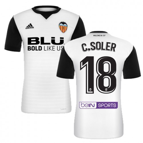 Valencia CF Fodboldtrøjer C SOLER Hjemmebanesæt 2017/18 Kort ærmer Valencia CF Fodboldtrøjer C SOLER Hjemmebanesæt 2017/18 Kort ærmer