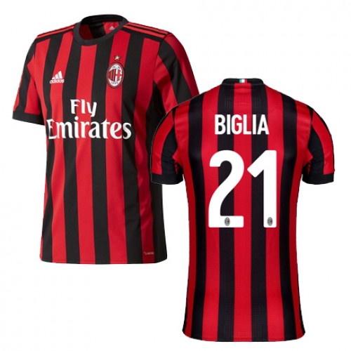 A.C. Milan Fodboldtrøjer BIGLIA Hjemmebanesæt 2017/18 Kort ærmer A.C. Milan Fodboldtrøjer BIGLIA Hjemmebanesæt 2017/18 Kort ærmer
