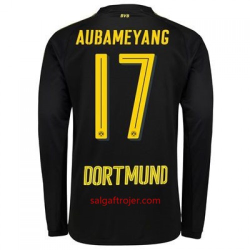 Borussia Dortmund Fodboldtrøjer Aubameyang 17 Udebanesæt 2017/18 Langærmet Borussia Dortmund Fodboldtrøjer Aubameyang 17 Udebanesæt 2017/18 Langærmet