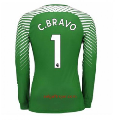 Manchester City Fodboldtrøjer Målmand Claudio Bravo 1 Hjemmebanesæt 2017/18 Langærmet Manchester City Fodboldtrøjer Målmand Claudio Bravo 1 Hjemmebanesæt 2017/18 Langærmet