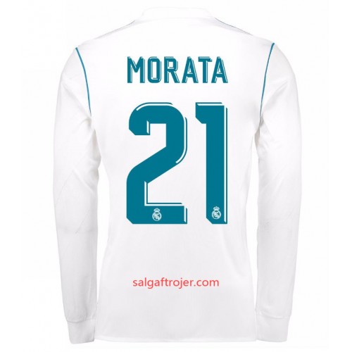 Real Madrid Fodboldtrøjer Alvaro Morata 21 Hjemmebanesæt 2017/18 Langærmet Real Madrid Fodboldtrøjer Alvaro Morata 21 Hjemmebanesæt 2017/18 Langærmet