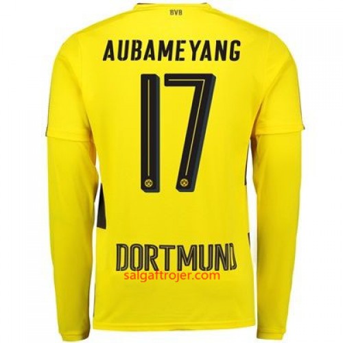 Borussia Dortmund Fodboldtrøjer Aubameyang 17 Hjemmebanesæt 2017/18 Langærmet Borussia Dortmund Fodboldtrøjer Aubameyang 17 Hjemmebanesæt 2017/18 Langærmet