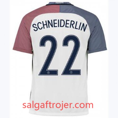 Frankrig Fodboldtrøjer SCHNEIDERLIN Udebanesæt Euro 2016 Kort ærmer Frankrig Fodboldtrøjer SCHNEIDERLIN Udebanesæt Euro 2016 Kort ærmer