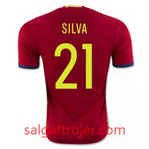 Spanien Fodboldtrøjer SILVA Hjemmebanesæt Euro 2016 Kort ærmer Spanien Fodboldtrøjer SILVA Hjemmebanesæt Euro 2016 Kort ærmer