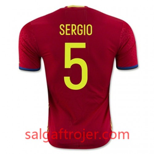 Spanien Fodboldtrøjer SERGIO Hjemmebanesæt Euro 2016 Kort ærmer Spanien Fodboldtrøjer SERGIO Hjemmebanesæt Euro 2016 Kort ærmer