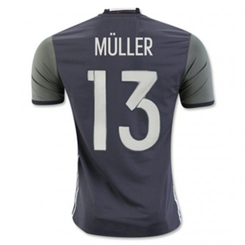 Tyskland Fodboldtrøjer MULLER Udebanesæt Euro 2016 Kort ærmer Tyskland Fodboldtrøjer MULLER Udebanesæt Euro 2016 Kort ærmer