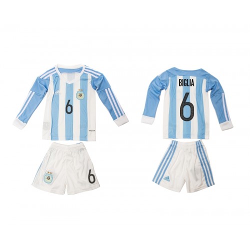 Argentina Fodboldtrøjer Biglia 6 Børn Hjemmebanesæt 2016 Langærmet Argentina Fodboldtrøjer Biglia 6 Børn Hjemmebanesæt 2016 Langærmet