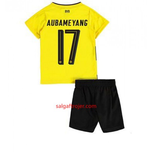Borussia Dortmund Fodboldtrøjer Aubameyang 17 Børn Hjemmebanesæt 2017/18 Kort ærmer Borussia Dortmund Fodboldtrøjer Aubameyang 17 Børn Hjemmebanesæt 2017/18 Kort ærmer