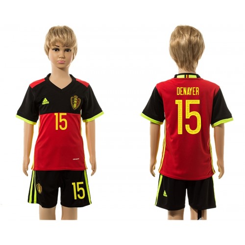 Belgien Fodboldtrøjer Denayer 15 Børn Hjemmebanesæt 2016 Kort ærmer Belgien Fodboldtrøjer Denayer 15 Børn Hjemmebanesæt 2016 Kort ærmer