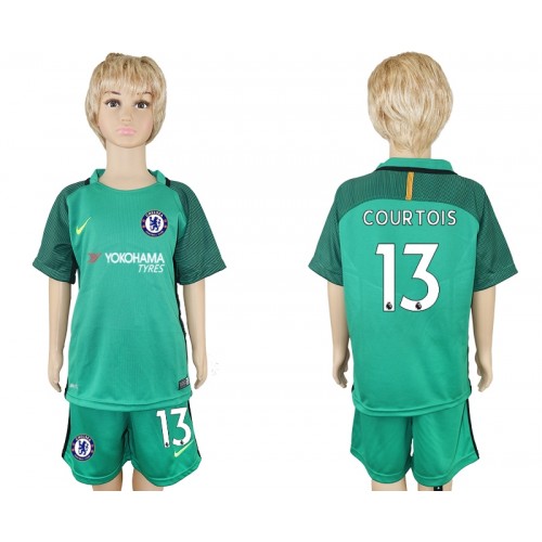 Chelsea Fodboldtrøjer Courtois 13 Målmand Børn Hjemmebanesæt 2017/18 Kort ærmer Chelsea Fodboldtrøjer Courtois 13 Målmand Børn Hjemmebanesæt 2017/18 Kort ærmer