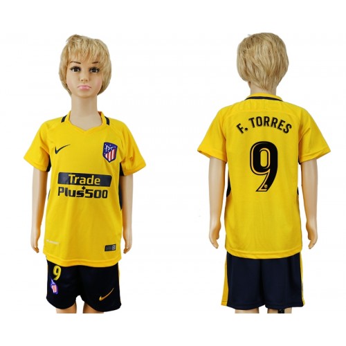 Atlético de Madrid Fodboldtrøjer Fernando Torres 9 Børn Udebanesæt 2017/18 Kort ærmer Atlético de Madrid Fodboldtrøjer Fernando Torres 9 Børn Udebanesæt 2017/18 Kort ærmer