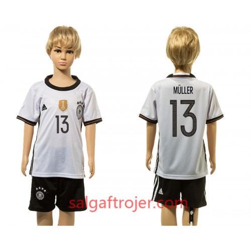 Tyskland Fodboldtrøjer Muller 13 Børn Hjemmebanesæt 2016 Kort ærmer Tyskland Fodboldtrøjer Muller 13 Børn Hjemmebanesæt 2016 Kort ærmer