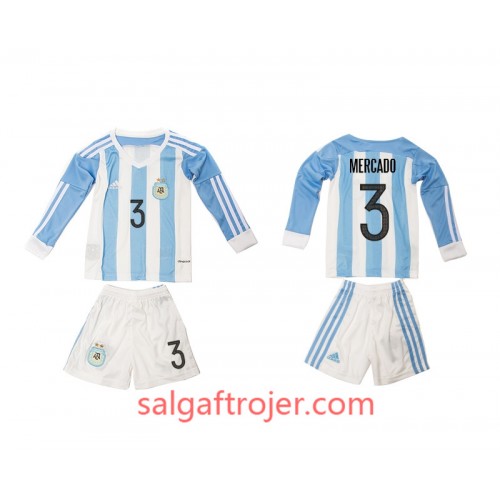 Argentina Fodboldtrøjer Mercado 3 Børn Hjemmebanesæt 2016 Langærmet Argentina Fodboldtrøjer Mercado 3 Børn Hjemmebanesæt 2016 Langærmet