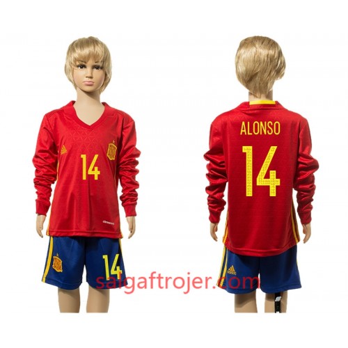 Spanien Fodboldtrøjer Alonso 14 Børn Hjemmebanesæt 2016 Langærmet Spanien Fodboldtrøjer Alonso 14 Børn Hjemmebanesæt 2016 Langærmet