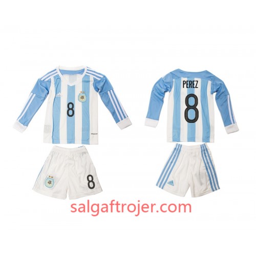 Argentina Fodboldtrøjer Perez 8 Børn Hjemmebanesæt 2016 Langærmet Argentina Fodboldtrøjer Perez 8 Børn Hjemmebanesæt 2016 Langærmet