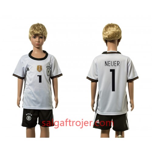 Tyskland Fodboldtrøjer Neuer 1 Målmand Børn Hjemmebanesæt 2016 Kort ærmer Tyskland Fodboldtrøjer Neuer 1 Målmand Børn Hjemmebanesæt 2016 Kort ærmer