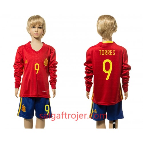 Spanien Fodboldtrøjer Torres 9 Børn Hjemmebanesæt 2016 Langærmet Spanien Fodboldtrøjer Torres 9 Børn Hjemmebanesæt 2016 Langærmet