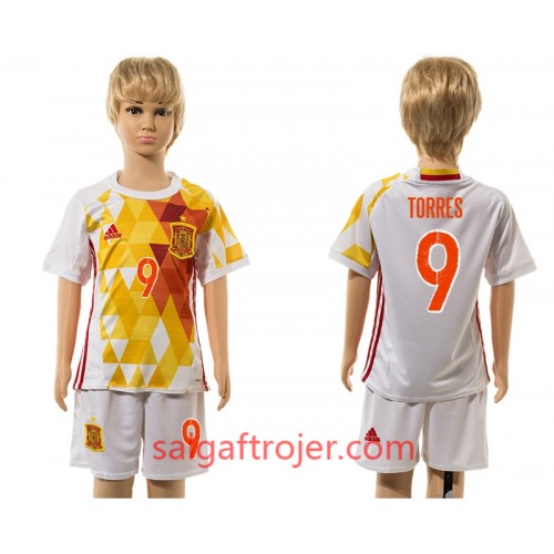Spanien Fodboldtrøjer Torres 9 Børn Udebanesæt 2016 Kort ærmer Spanien Fodboldtrøjer Torres 9 Børn Udebanesæt 2016 Kort ærmer