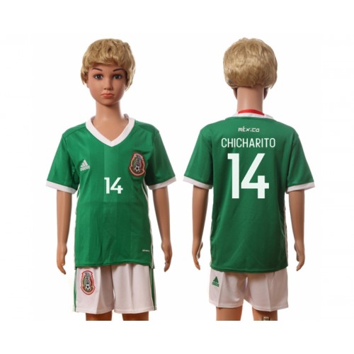 Mexico Fodboldtrøjer Chicharito 14 Børn Hjemmebanesæt 2016 Kort ærmer Mexico Fodboldtrøjer Chicharito 14 Børn Hjemmebanesæt 2016 Kort ærmer
