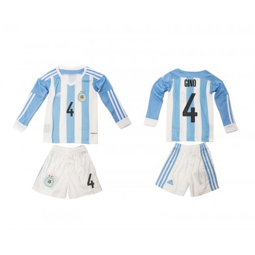 Argentina Fodboldtrøjer Gino 4 Børn Hjemmebanesæt 2016 Langærmet Argentina Fodboldtrøjer Gino 4 Børn Hjemmebanesæt 2016 Langærmet