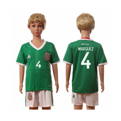 Mexico Fodboldtrøjer Marquez 4 Børn Hjemmebanesæt 2016 Kort ærmer Mexico Fodboldtrøjer Marquez 4 Børn Hjemmebanesæt 2016 Kort ærmer